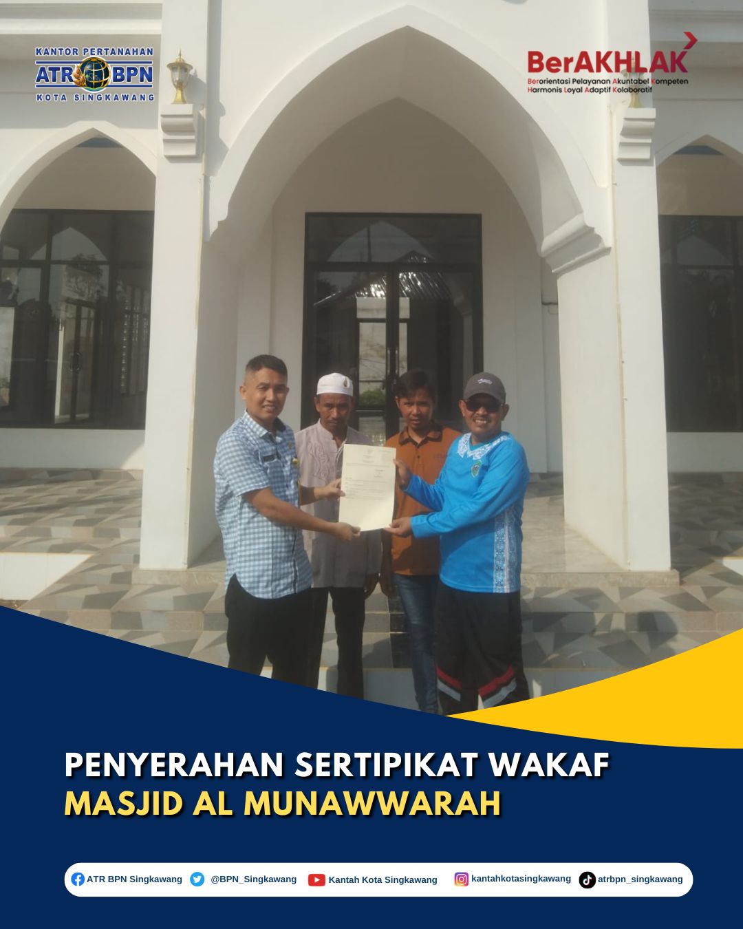 Masjid Al Munawwarah di Kelurahan Roban Resmi Terima Sertipikat Wakaf