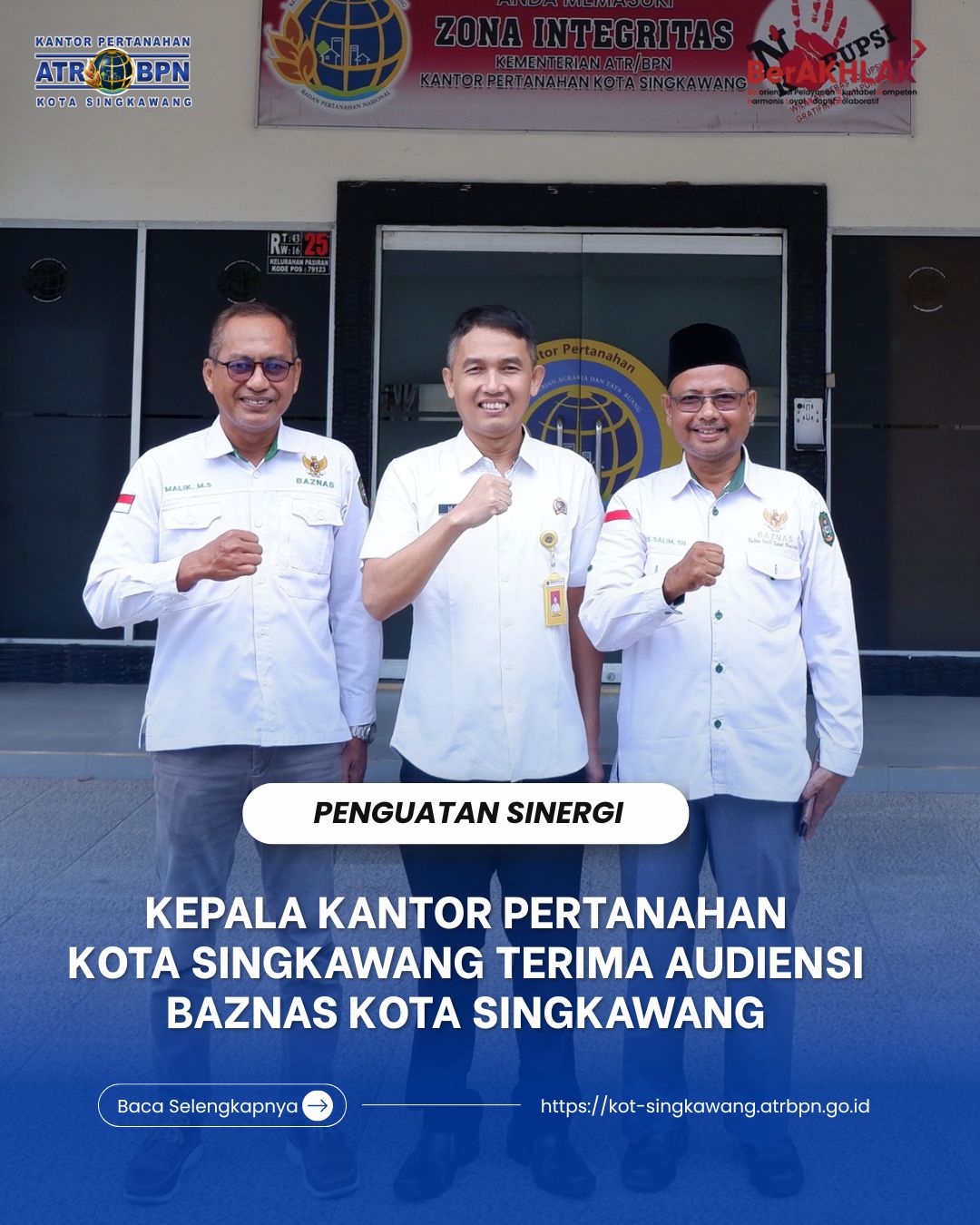 Penguatan Sinergi: Kepala Kantor Pertanahan Singkawang Terima Audiensi BAZNAS Kota Singkawang